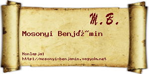 Mosonyi Benjámin névjegykártya